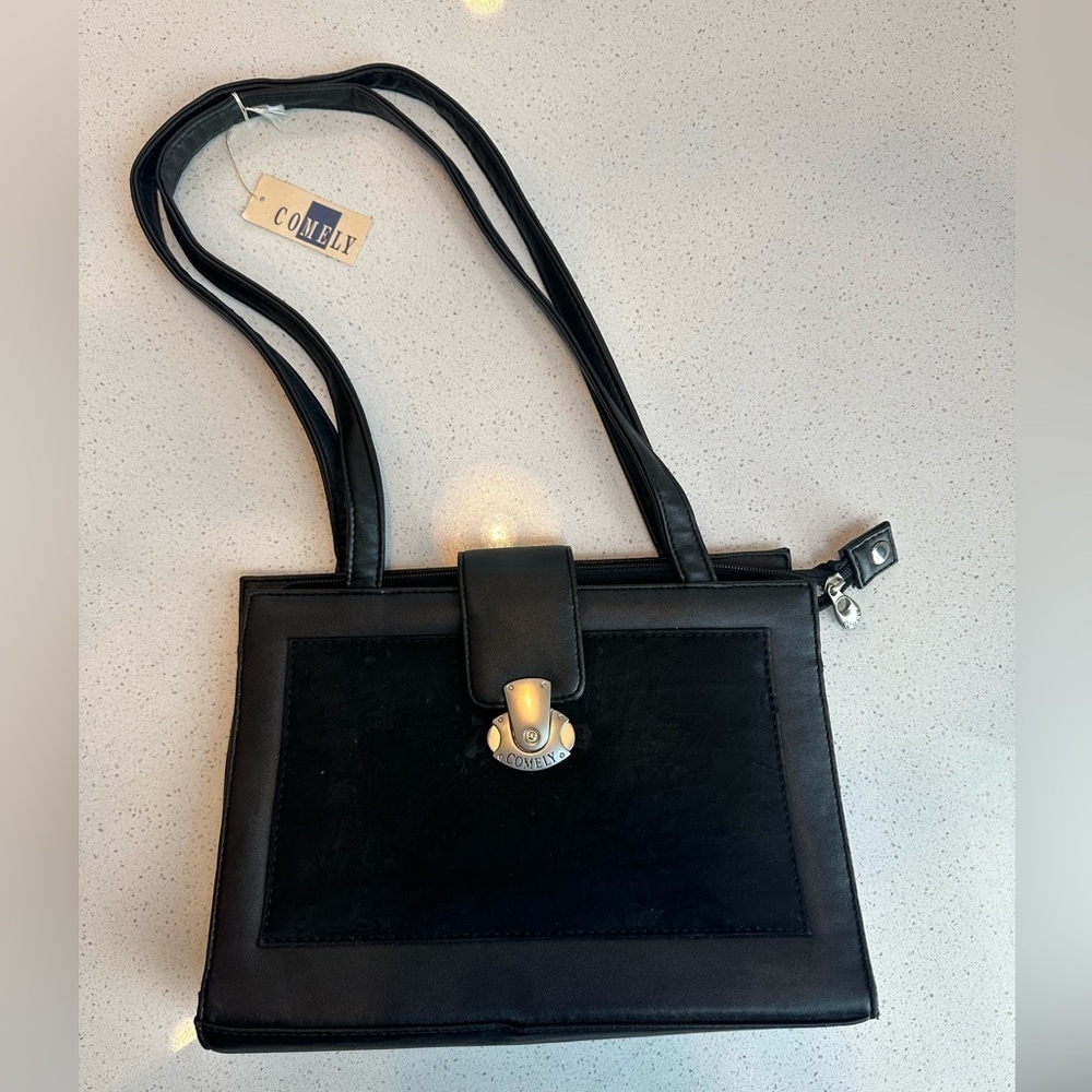 RARE genuine vintage Comely Paris Black Shoulder Bag/Purse w/ tag still attached